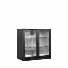 Arrière bar noir 2 portes vitrées battantes 188 L