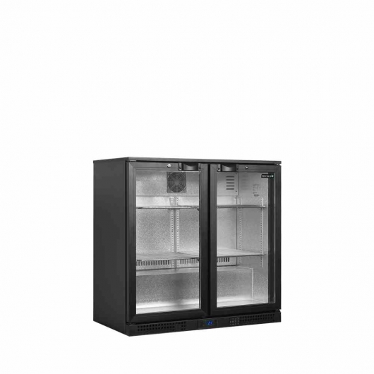 Arrière bar noir 2 portes vitrées battantes 188 L