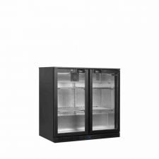 Arrière de bar noir 2 portes vitrées battantes 182 L