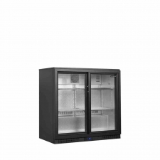 Arrière de bar noir 2 portes vitrées coulissantes 188 L