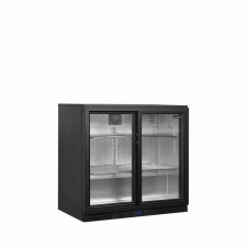 Arrière de bar noir 2 portes vitrées coulissantes 182 L