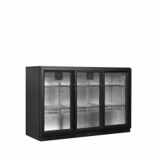 Arrière de bar noir 3 portes coulissantes vitrées 288 L