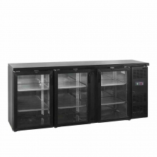 Arrière de bar noir 3 portes vitrées battantes 442 L