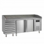 Table à pizzas dessus granite 2 portes 7 tiroirs 370 L