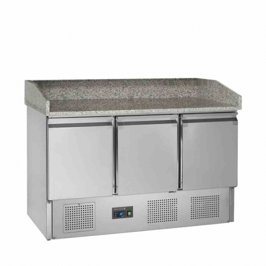 Comptoir à pizza 3 portes GN1/1 dessus granite 368 L