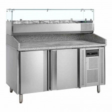 Table à pizzas dessus granite 2 portes saladette 6x GN 1/3 370 L