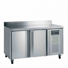 Table réfrigérée inox avec dosseret 2 portes pleines GN 1/1 272 L