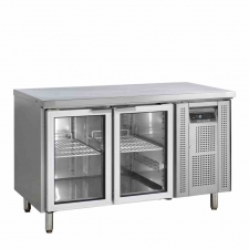 Table réfrigérée inox centrale 2 portes vitrées GN 1/1 272 L