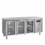 Table réfrigérée inox centrale 3 portes vitrées GN 1/1 402 L