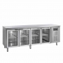 Table réfrigérée inox centrale 4 portes vitrées GN 1/1 533 L