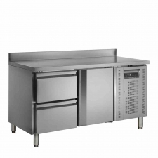 Table réfrigérée inox avec dosseret 1 porte 2 tiroirs GN 1/1 272 L