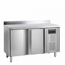 Refroidisseur de comptoir snack inox avec dosseret 2 portes 230 L