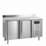 Refroidisseur de comptoir snack inox avec dosseret 2 portes 230 L