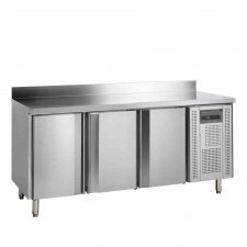 Refroidisseur de comptoir snack inox avec dosseret 3 portes 345 L