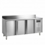 Refroidisseur de comptoir snack inox avec dosseret 3 portes 345 L