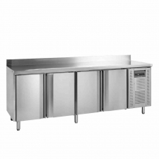 Refroidisseur de comptoir snack inox avec dosseret 4 portes 460 L