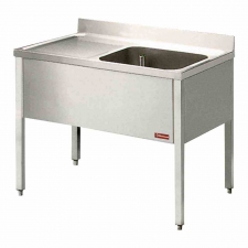 Plonge 1 cuve et 1 égouttoir à gauche avec piétement L. 1400 mm P. 700 mm