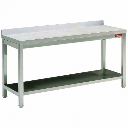 Table inox adossée P. 600 mm L. 2400 mm