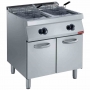 Friteuse gaz 2 cuves en Y 2 x 15L brûleurs extérieurs sur armoire