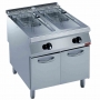 Friteuse gaz 2 cuves Y 15 L brûleurs extérieurs sur meuble