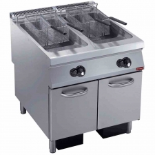 Friteuse gaz 2 cuves Y 23 L brûleurs extérieurs sur meuble