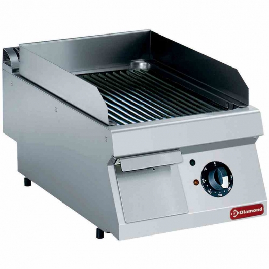 Plaque de cuisson électrique rainurée acier traité brossé TOP L. 400 mm 230 V