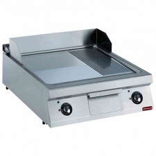 Plaque de cuisson électrique 2/3 lisse 1/3 rainurée acier traité brossé TOP P. 900 mm