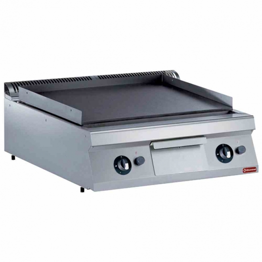 Plaque de cuisson gaz lisse acier traité brossé TOP L. 800 mm P. 900 mm