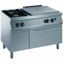 Fourneau 2 feux 1 taque coup de feu four gaz GN 2/1 armoire neutre