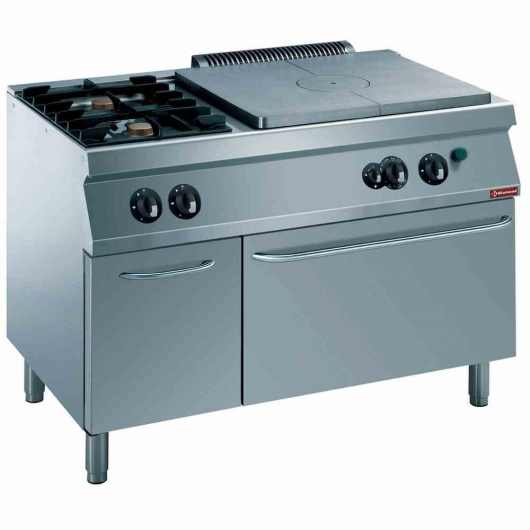 Fourneau 2 feux 1 taque coup de feu four gaz GN 2/1 armoire neutre