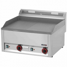 Plaque à snacker fonte nervurée lisse électrique 2 zones L. 658 mm