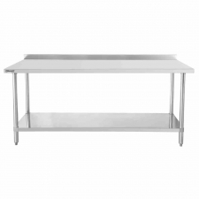 Table de travail inox 600 avec dosseret et étagère 600 mm
