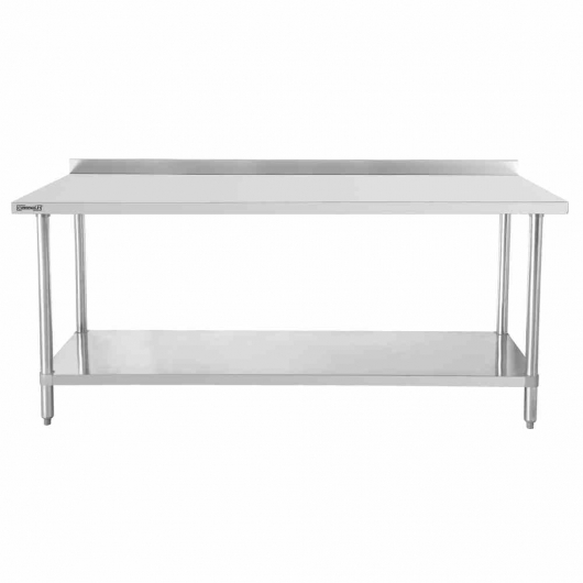Table de travail inox 600 avec dosseret et étagère 600 mm