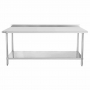 Table de travail inox 600 avec dosseret et étagère 600 mm
