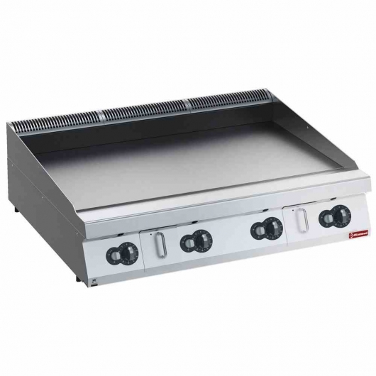 Plaque de cuisson gaz HP lisse nitro chrome L. 1200 mm