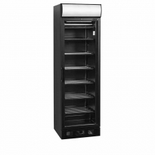 Armoire froide négative 1 porte vitrée noire caisson lumineux 270 L