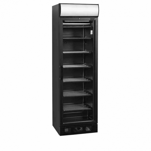 Armoire froide négative 1 porte vitrée noire caisson lumineux 270 L