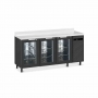 Arrière-bar skinplate groupe logé H. 1000 mm 3 portes vitrées avec LED 400 litres