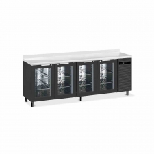 Arrière-bar skinplate groupe logé H. 1000 mm 4 portes vitrées avec LED 540 litres