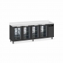 Arrière-bar skinplate groupe logé H. 1000 mm 4 portes vitrées avec LED 540 litres