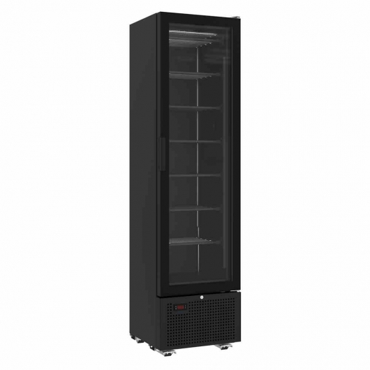 Armoire froide négative 1 porte en verre noire 221 L