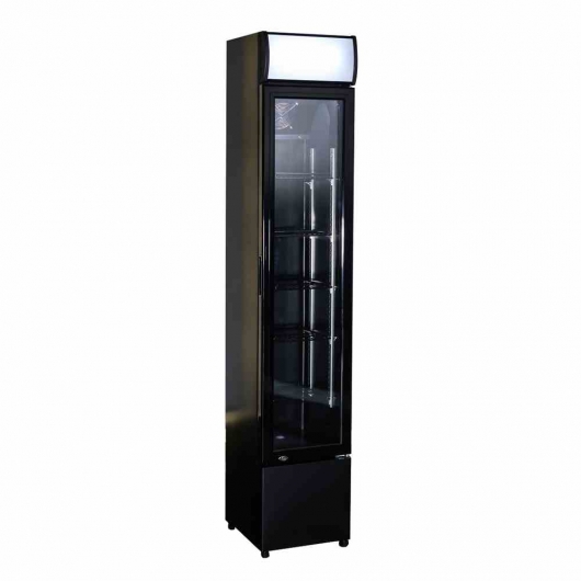 Armoire froide positive 1 porte en verre étroit noire 105 L