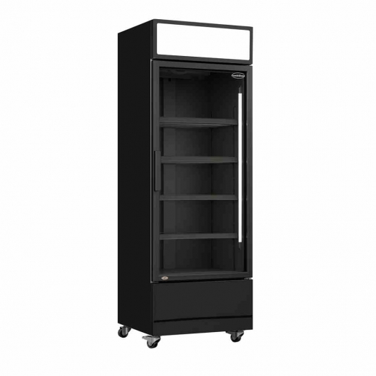 Armoire froide positive 1 porte en verre noire 360 L