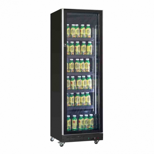 Armoire froide positive 1 porte en verre noire 387 L