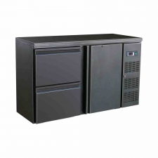 Arrière bar réfrigérée noir 1 porte et 2 tiroirs 350 L
