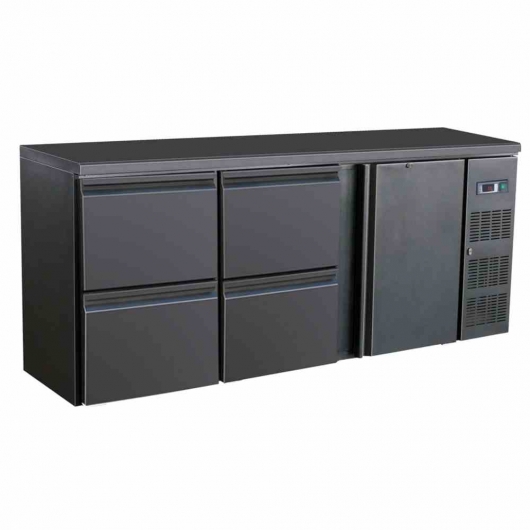 Arrière bar réfrigérée noir 1 porte et 4 tiroirs 537 L
