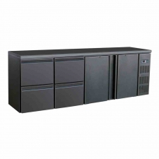 Arrière bar réfrigérée noir 2 portes et 4 tiroirs 698 L