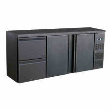 Arrière bar réfrigérée noir 2 portes et 2 tiroirs 537 L