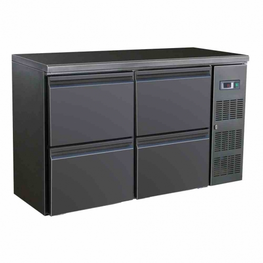 Arrière bar réfrigérée noir 4 tiroirs 350 L