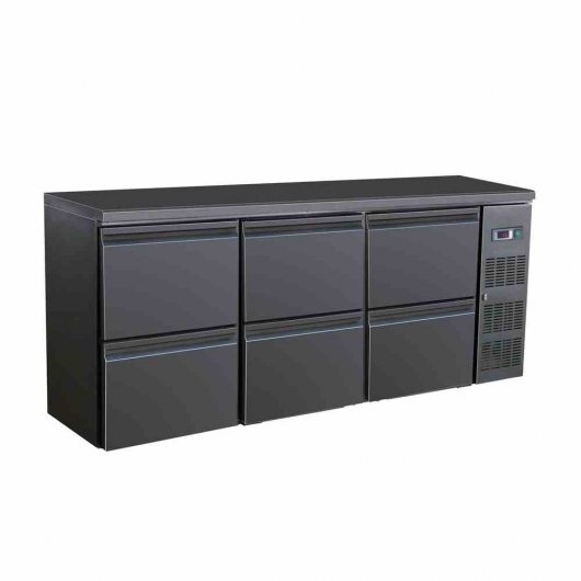 Arrière bar réfrigérée noir 6 tiroirs 537 L